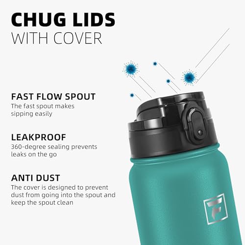 Fanhaw 20 oz Insulated Stainless Steel Water Bottle with Anti-Dust Chug Lid, Leakproof Vacuum Metal Everyday Use Bottle for Kids, Teens & Adults, Back to School Essentials (Green Blue) - color: Green Blue, style: 20 Ounces