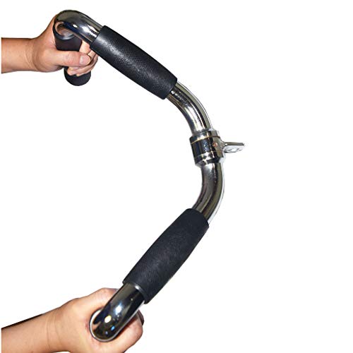 Lat Cable Machine Attachment Curl Pulldown Barbell Revolving Bar, Multi-Exerciser Cable Attachment, Solid Steel Tricep Press Down Bar with Rubber Handgrips & Revolving Hanger - color: M