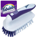 Fabuloso Cleaning Brush with Handle Compact Handheld Household Scrub Brush Kitchen Bathroom Baseboards Tile and Floors Firm Bristles Indoor Surface Cleaning White Purple 5.5 Inch Everyday Cleaning - size: Scrub Brush w/ Handle