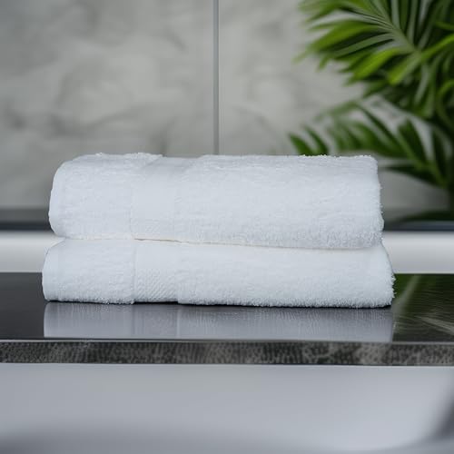 Commercial Bulk Pack of 12 Small Bath Towels – 100% Cotton Terry 24" x 46" – Ideal for Hotels, Salons, Gyms, Spas & Institutional Use – White - color: White, size: 24"x46" - PK 12