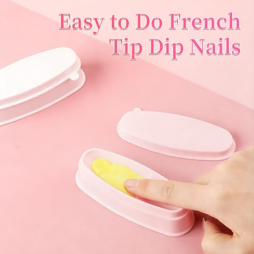 ANGNYA Nail Dip Container Dipping Powder Tray Set - 2 Pack French Manicure Dipping Powder Trays with Smile Line Guide for Professional DIY Nail Art