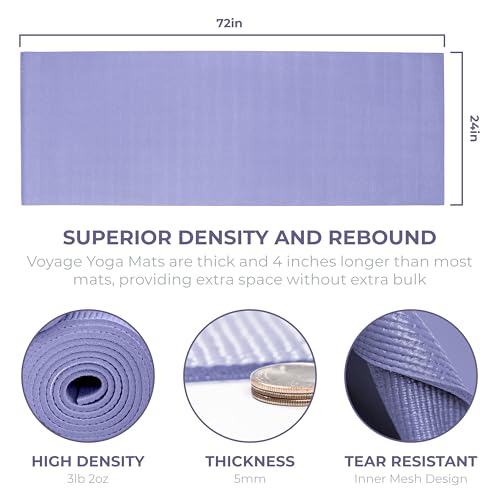 Voyage 5mm Studio Yoga Mats, 10 Pack, 72x24in - color: Peri Purple
