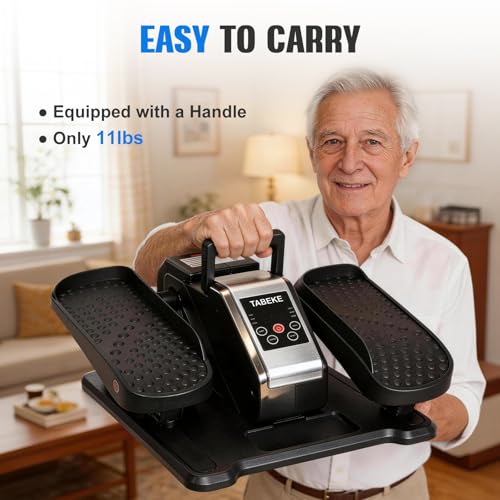 TABEKE Under Desk Elliptical Machine, Electric Ellipse Leg Exerciser | for Senior with Remote Control & 12 Speeds, Portable Quiet Electric Seated Pedal Exerciser for Home with Display