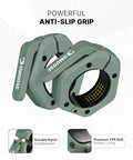 DMoose Fitness Barbell Clips 2 Inch (Pair) - Quick Release Olympic Barbell Clamps & Collars with Anti Slip TPR Grip for Secure Weightlifting and Powerlifting - Weight Clips for Bars at Home or Gym - color: Ranger Green, style: Non Magnetic
