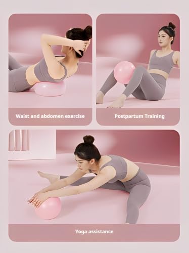 Exercise Ball, 9 Inch PVC Pilates Ball, for Physical Therapy, Yoga and Core Training - color: Pink