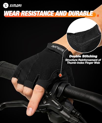 SIMARI Gel Pad Cycling Gloves with Shock-Absorbing/Grip/Breathable, Workout Bike Gloves for Men Women Biking, Mountain Biking, Fitness, Gym Exercise, Weight Lifting Training, Yoga, Pilates - color: 1-Black, size: Large