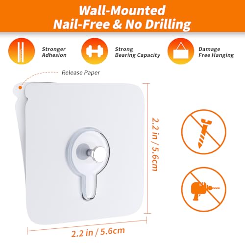 24PCS Picture Hangers Without Nails, Wall Hangers Without Nails, Adhesive Wall Hooks, to use Inside Kitchen, Bathroom, Home and Office (8mm) - style: A