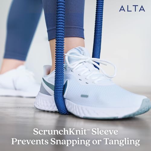 ALTA Resistance Tube Bands for Women - Full Kit Resistance Bands for Working Out with Handles, Ankle Straps, Door Anchor – Home Workout Bands for Physical Therapy, Pilates Long Exercise Bands Set - color: Azure, size: 3 Band Set