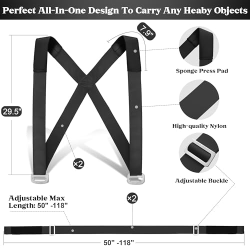DEYACE Moving Straps 2-Person Lifting Straps for Moving Item up to 800 lbs - color: Z-Black