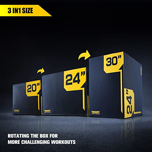 ToughFit Plyo Box - 3 in 1 Foam Plyometric Box - Jump Box for MMA, Crossfit - Adjustment Height Plyometric Jump Box for Home Gym - PVC Cover Platform & High-Density Workout Box - style: Large - 30"x24"x20"