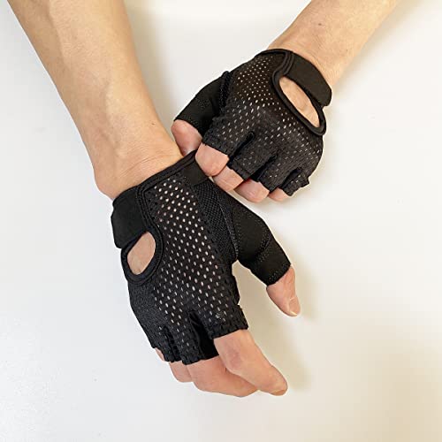 KEYDUACU Workout Gloves,Weight Lifting Fingerless Gym Exercise Gloves,Men's and Women's Anti-calluses Must-Have Fitness Gloves, Lightweight and Breathable - color: black, size: Medium