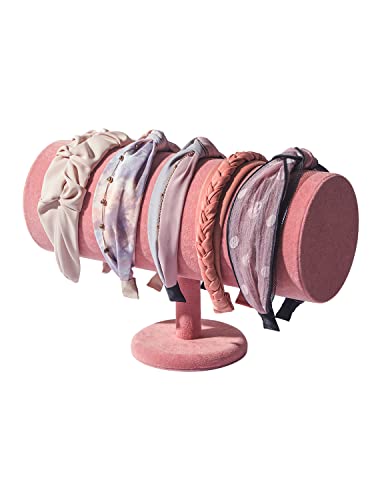T-Bar Headband Holder Organizer for Show, Soft Velvet Hairband Stand Display, Hair Hoop Accessories Jewelry Storage for Home Bedroom (Peach Velvet) - color: T-Bar Peach Velvet