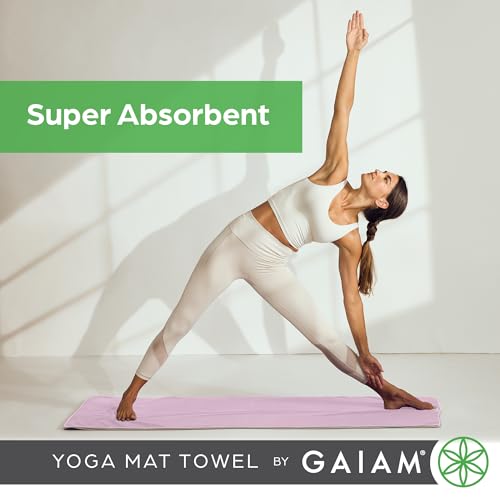 Gaiam Yoga Mat Towel Microfiber Mat-Sized Yoga Towel for Hot Yoga - color: Blue Shadow, size: 1 Towel