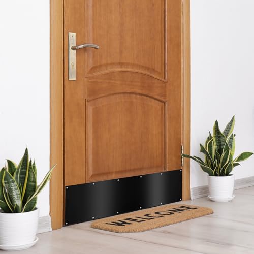 Tatuo 4 Pcs 34 x 8 Inch Door Kick Plates for Exterior Interior Bulk Doors Protection Decor Rectangular Aluminum Door Push Plate with Satin Finish (Black) - color: Black, size: 34 x 8 Inch