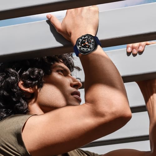 Ocean Silicone Sport Band - Compatible with Apple Watch Ultra 2/Ultra Bands 49mm 45mm 44mm for Men Women, Breathable Soft Waterproof Strap for iWatch Ultra 2, iWatch Ultra Series 10 46mm SE/9/8/7/6/5 - color: Ocean/MidnightBlue/Titanium