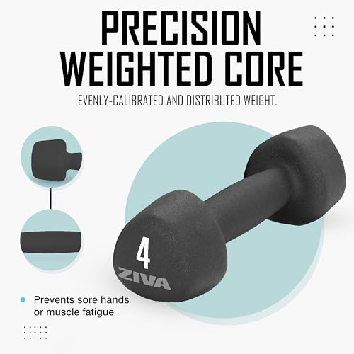 ZIVA Neoprene Tribell Dumbbell Pairs - Set of 2 Hand Weights, Non-Slip Durable Rubber Finish, No-Roll Design for Rigorous Exercise and Strength Training (Avail in 2-20 lb Pairs) - style: 15-lb, BK