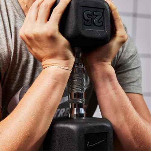 Nike Rubber Hex Dumbbell Pair - color: Black / Black, size: 40 lb