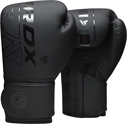 RDX Boxing Gloves, Pro Training Sparring, Maya Hide Leather, Muay Thai MMA Kickboxing, Men Women Adult, Heavy Punching Bag Focus Mitts Pads Workout, Ventilated Palm, Multi Layered, 8 10 12 14 16 18 Oz - color: BLACK, size: 16 OZ