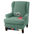 Granbest Premium Water Repellent Wingback Chair Cover 2-Piece High Stretch Jacquard Fabric Wing Back Chair Slipcovers (Wing Chair Cover, Matcha Green) - color: Matcha Green