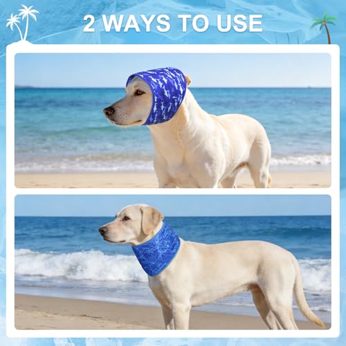 BEAUTYZOO Dog Cooling Bandana for Medium Large Dogs, 2 Pack Instant Cooling Bandanas Breathable Cooling Ice Towel Neck Wraps, Pet Scarf Keep Dogs Cool in Hot Summer,Shark M - color: Shark + Ripple Blue, size: Medium(Neck Girth:13-19in)