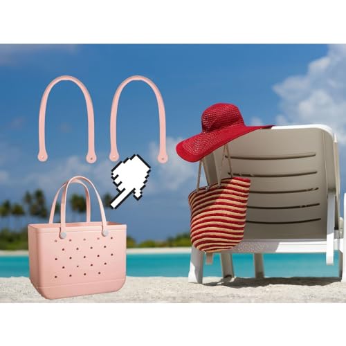 Replacement Straps for Large Rubber Beach Bag, Replacement Handles with 4 Snaps for Rubber Beach Bag, EVA Bag Strap Replacement, Beach Bag Repair Kit - color: Pink
