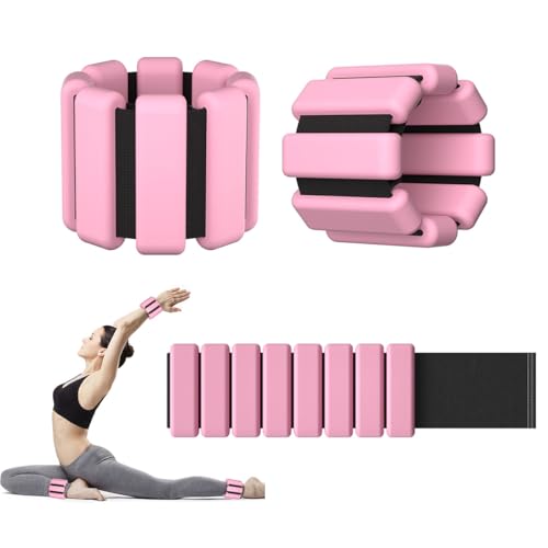 Ankle Weight Wrist Weight 2 Pack 1lb Each Adjustable | Arm and Leg Weight, Women and Men, Pilates Gym Yoga Aerobic, Strength Training - color: Pink