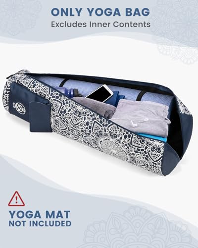 Gonex Yoga Mat Bag with Full-Zip Design, Fits Most Mats | 600D Oxford Fabric, Wet Pocket, Front Zip Pocket, Adjustable Strap, Fits Mats up to 26" - color: Navy Blossom