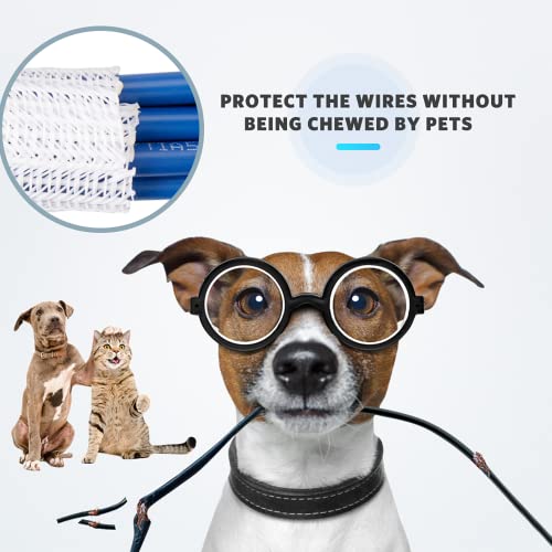 AGPTEK Cable Sleeve, 10ft - 1.5 inch Cable Management Desk Cord Cover Organizer Wire Hider for Home Office Computer TV Wire Loom Tubing Pet Proof Cord Protector from Cat Dog Chewing, White - color: White, size: 1.5"-10ft