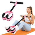 Pedal Resistance Band with Handle, 6-Tube Elastic Foot Pedal Resistance Band, Natural Rubber Ankle Puller Sit-up Exercise, Multifunction Fitness Band for Abdomen, Waist, Arm, Leg Stretching Training - color: Upgraded-Black Pink
