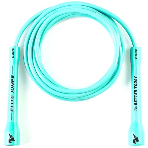 Elite Jumps 6mm PVC Jump Rope, Adjustable Skipping Rope | Non-kinking PVC cord. Unbreakable handles. Smooth rotation. For cardio and boxing. - color: Turquoise