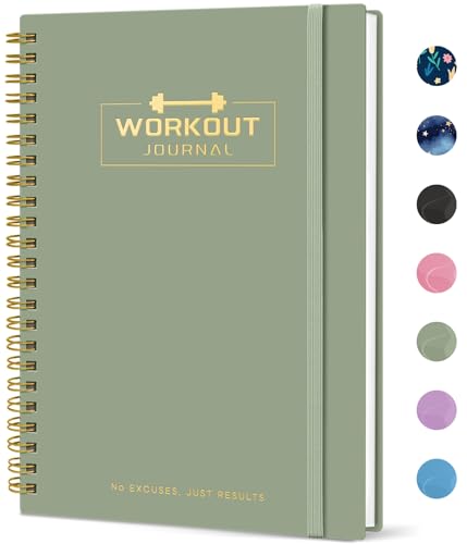 Fitness Workout Journal for Women & Men, A5(5.5" x 8.2") Workout Log Book Planner for Tracking, Progress, and Achieving Your Wellness Goals - Green - color: a.Green
