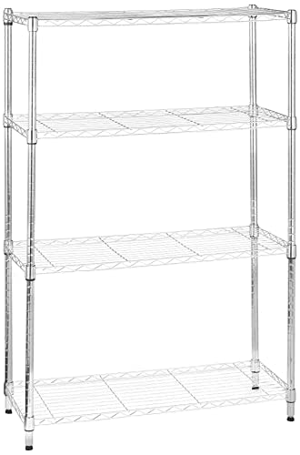 Amazon Basics 4-Shelf Adjustable Heavy Duty Steel Wire Rack Storage Shelving Unit for Kitchen, Garage, Easy Assembly, 350 lbs Per Shelf, 36" x 14" x 54", Chrome Silver - color: Chrome, size: 36" L x 14" W x 54" H, style: 4 -Shelf