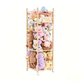 Stuffed Animal Storage & Organizer with Wheels, Wooden Stuffed Animal Zoo Storage with Elastic Band & Net, Space Save Toy Organizers, Plush Toy Holder for Kids Bedroom, Playroom and Nursery (Natural)