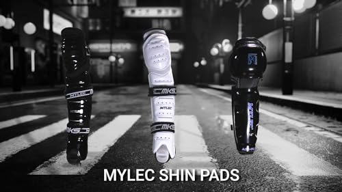 MyLec MK5 Street/DEK Shin Pad, Lightweight & Durable Hockey Accessories, 360° Straps, Hard Front Shells, Breathable Material, Metatarsal Padding Ice Hockey Shin Guards, Foam Rubber - color: Black, size: 9"