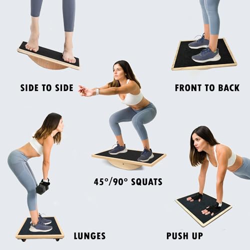Balance Board Professional Wobble Board for Adults Anti-Slip for Physical Therapy Standing Desk Core Strength Wooden Rocker Board(350LBS) - size: Balance Board