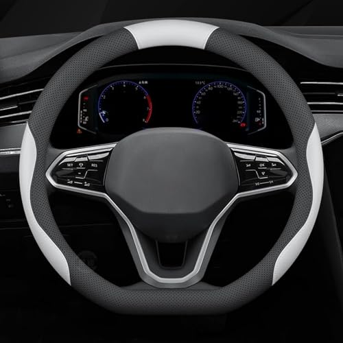 for Volvo XC-40 XC-60 XC-70 XC-90 AB 2020-2026+ Car Steering Wheel Cover Anti-Slip Breathable Car Steering Wheel Protector Car Accessories Interior,D-Type-Black White - color: D-type-black White