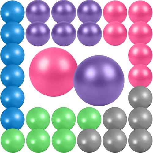 40 Pcs Small Exercise Pilates Ball Bulk 9 Inch Mini Yoga Balls Anti Burst and Slip for Stability Fitness Physical Therapy Stretching & Core Workout at Home Gym Office Class - color: Multicolor