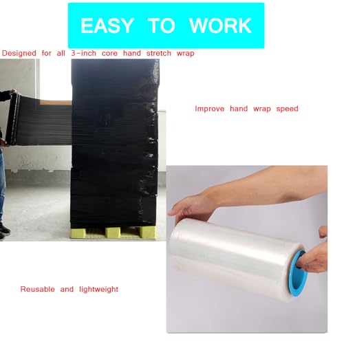 2 Pairs Stretch Wrap Dispenser, Shrink Wrap Handle, Stretch Wrap Holder Stretch Film Wrap for Shipping, Pallet, Packing and Moving Supplies, Plastic Hand Saver Fit for 3 Inch Core