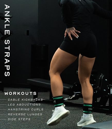 Gymreapers Ankle Straps For Cable Machine Kickbacks, Glute Workouts, Lower Body Exercises - Adjustable Leg Straps with Neoprene Padding - color: Mint, size: Single