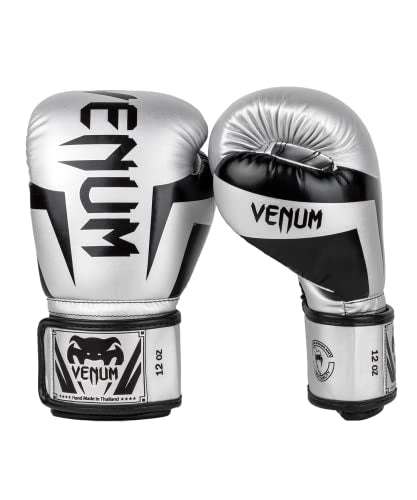 Venum Elite Boxing Gloves - color: Silver/Black, size: 10-Ounce