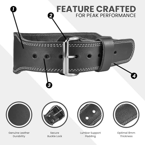 "Victorbudo USA Spartan Weight Lifting Belt (5mm Thick) - Genuine Leather Lifting Belt Gym for Men & Women - Functional Workout Belt - Gym Belt for Weightlifting, Powerlifting, Squat & Deadlift - Adjustable Weightlifting Belt" - size: "Large (50"" Length)