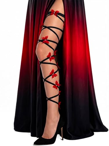 Rave Leg Wrap Butterfly Lace Rhinestone Non-Slip Elastic Legging Gothic Festivals Coachella Outfits for Women - color: Black a