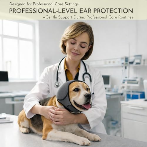 No-Shake Ear Wraps for Dogs: Breathable Bonnet to Stop Shaking & Aid Aural Hematoma Recovery - Post-Surgery Bleeding Protection for Beagle Cocker Spaniel & Border Collie Medium Breed - size: Medium