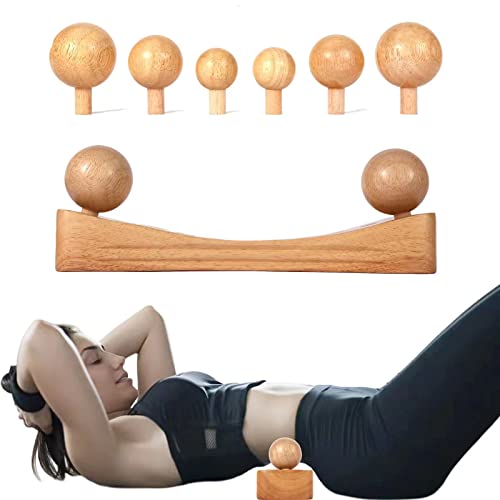 Psoas Release Tool,Neck Back Psoas Hip Hook Stretcher,Wood Therapy Massage Tools,with Adjustable 6 Massage Heads - color: Nature Color