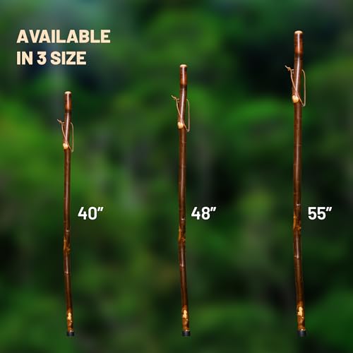 Handmade Wooden Walking Cane for Men Women Seniors with Genuine Leather Wrist Strap for Hiking, Walking and Outdoor Trekking - Made in USA - size: 55" - Large Adult, style: The Woodsmen