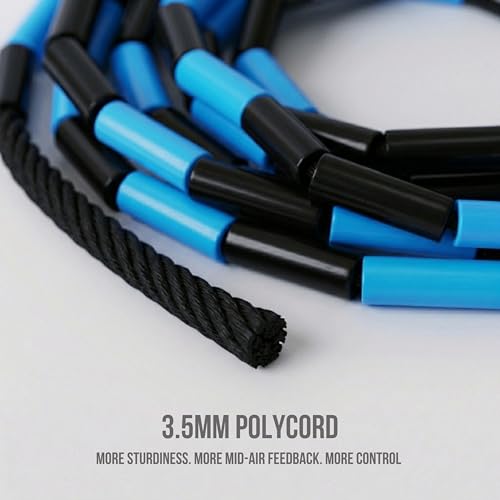 Pro-Grade Beaded Jump Rope for Beginners - color: Black/Blue