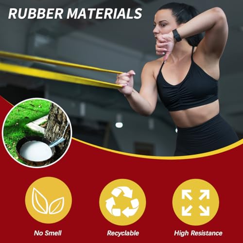 WHATAFIT Resistance Bands, Pull Up Assist Bands with Handles, Door Anchor | Natural Latex Rubber, Progressive Tension, Exercise Loop for Full-Body Fitness, Portable Gym Bag, Warm-Up & Stretch - color: 5-85LBS COLORFUL