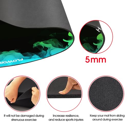 Cheete Jump Rope Mat Large Rubber Exercise Mat Indoor Outdoor Shock Absorbing Mat Non-Slip Oval Design for Floor & Rope Protection, Workout Mats for Home Gym Flooring - color: Blue＆Green