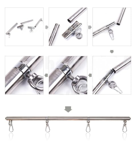 Adjustable Pilates Bar - Stainless Steel Portable Home Gym Equipment, 3 Detachable Sections 25-Inch for Yoga Strength Training (Silver B) - color: Silver B