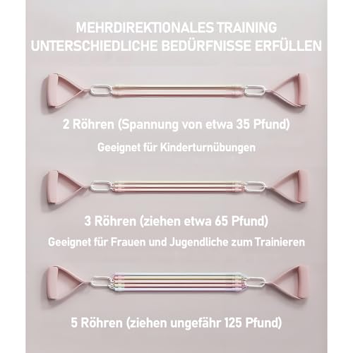 Pilates Bar 12-in-1 Kit with 5-Level Resistance Bands, 100 lbs Total, Home Workout Equipment for Legs, Arms, Core & Full Body, Adjustable 3-Section Pilates Stick, Foldable Design with Storage Bag